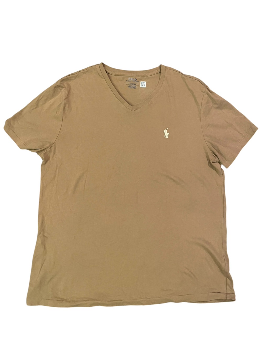 Polo by Ralph Lauren - Men's V-Neck T-Shirt - Sz L - Khaki/Tan